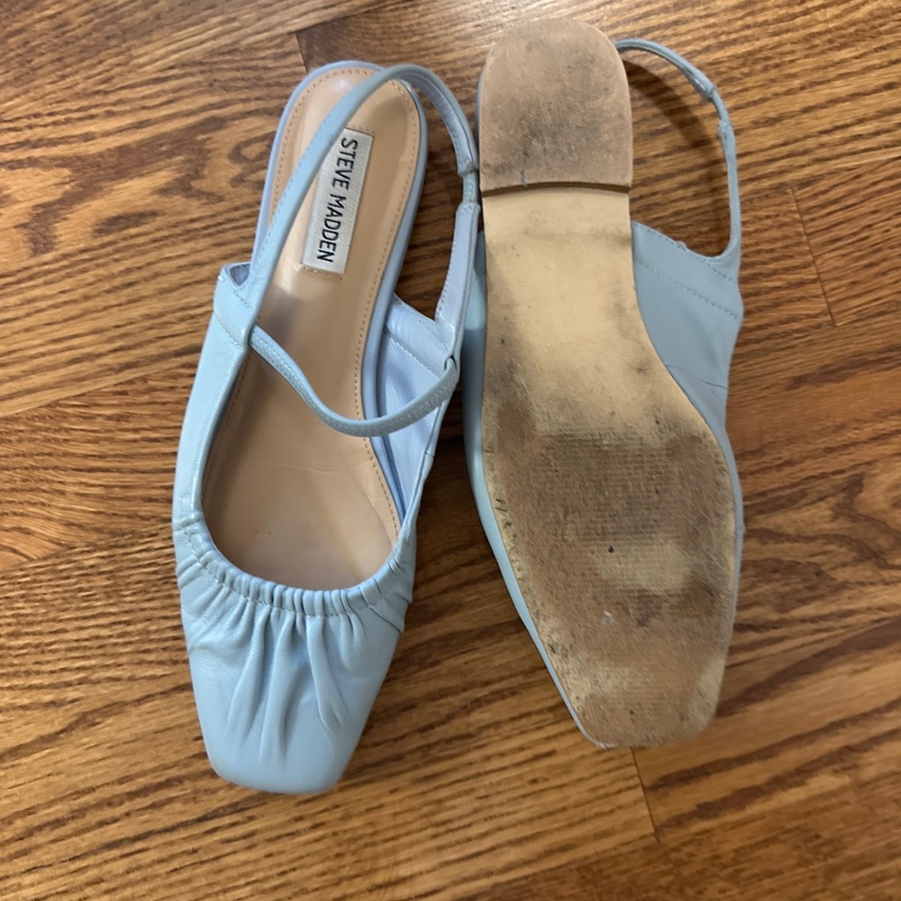 Steve Madden Light Blue Strappy Flats - Picture 2 of 2